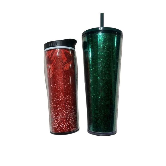Starbucks 2019 Holiday Limited Edition Sparkled Glitter Tumbler Set  24oz - Picture 2 of 5